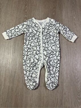 Calvin Klein White & Black Heart-Print Baby One-Piece Baby Size 0 - 3 Months